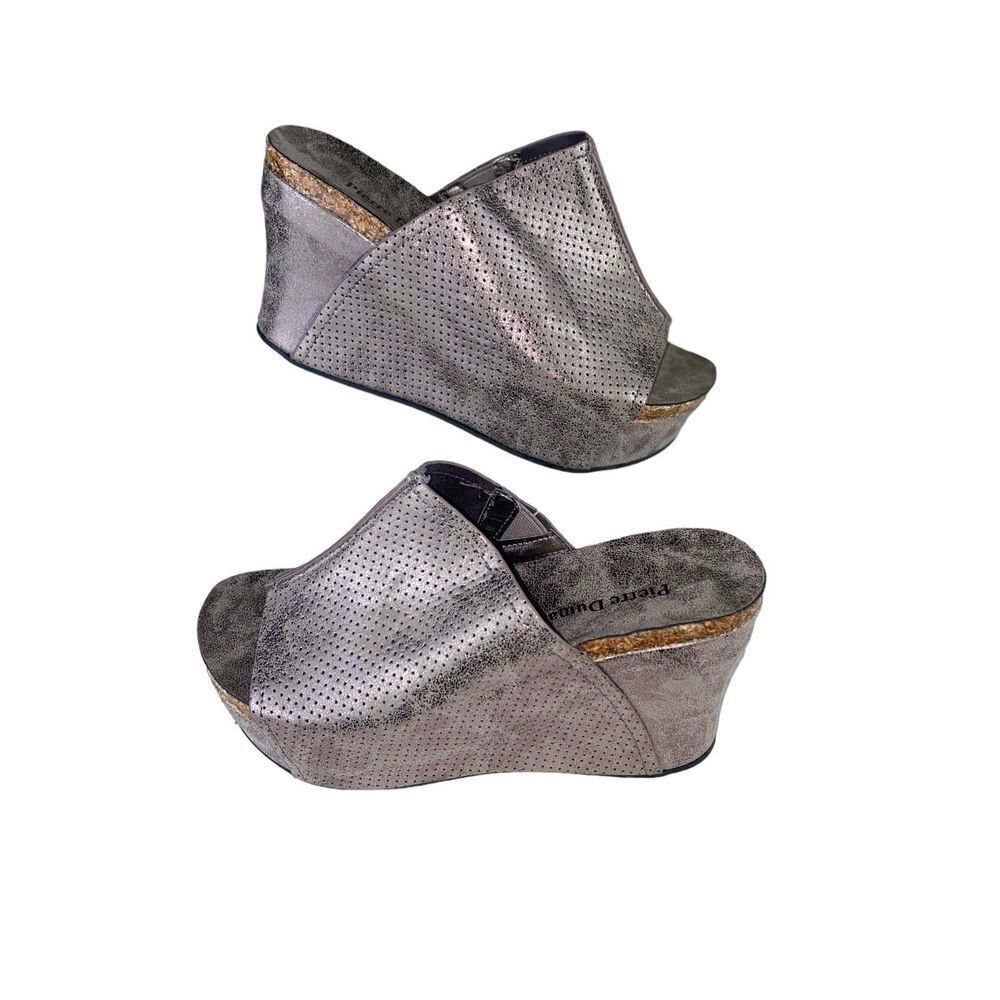 Pierre Dumas Platform Slide Sandal‎ Metallic Silver Size 7.5 Womens - Picture 5 of 7